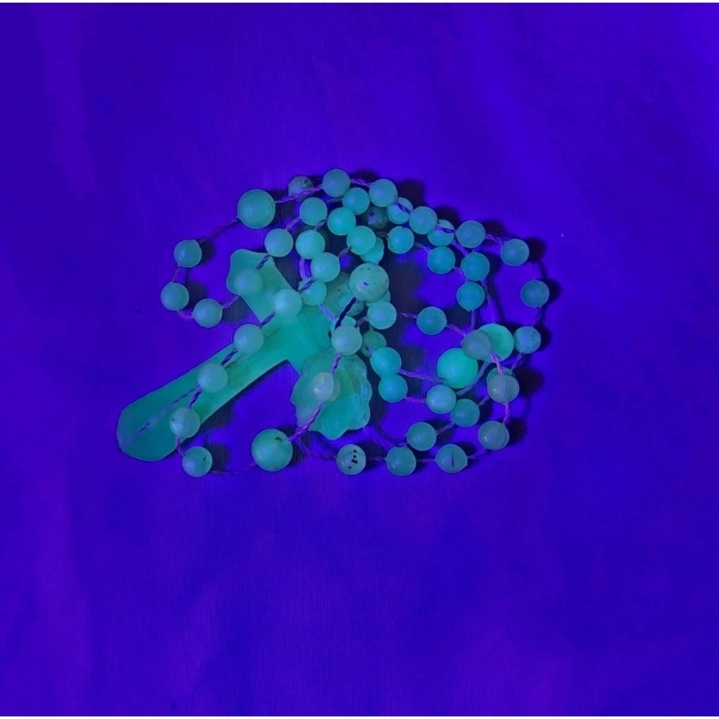 Vintage BlacklightUv Reactive Catholic Rosary Plastic New Old Stock Shape